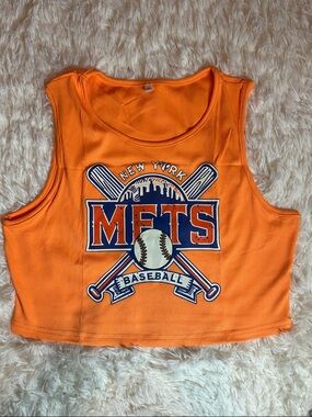New York Mets Orange Cropped Tank Top NWOT